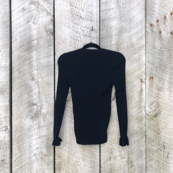 Ann Taylor | dark blue merino wool long sleeve top - Picture 2 of 5